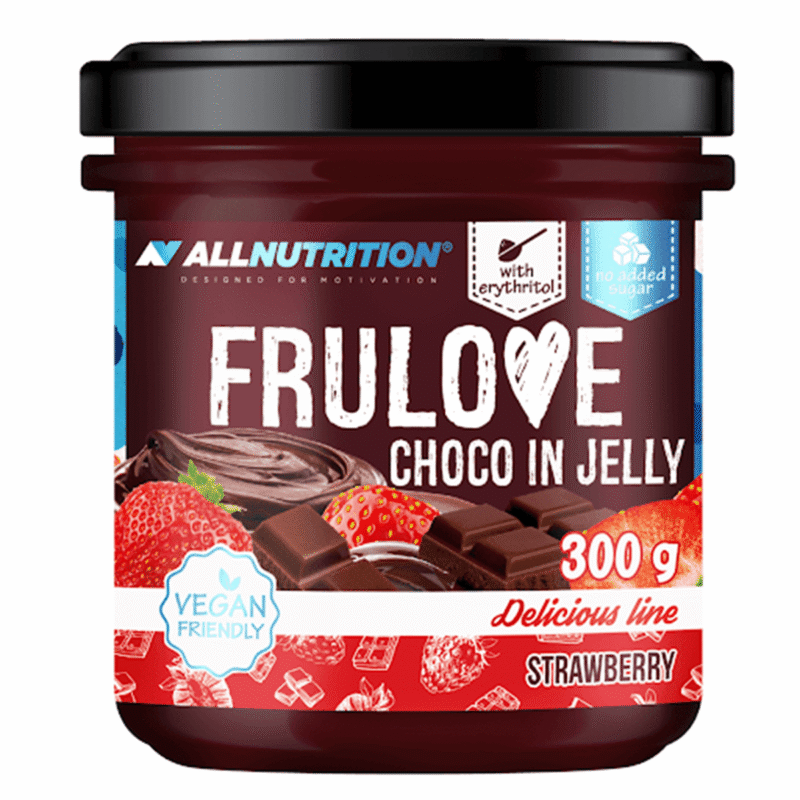 Owoce w żelu z czekoladą ALLNUTRITION FRULOVE CHOCO IN JELLY 300g truskawka